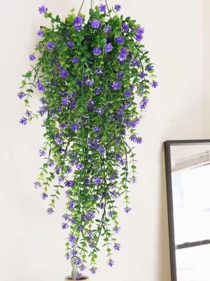 1 stk. kunstig plante – plast-eukalyptus og kamelia