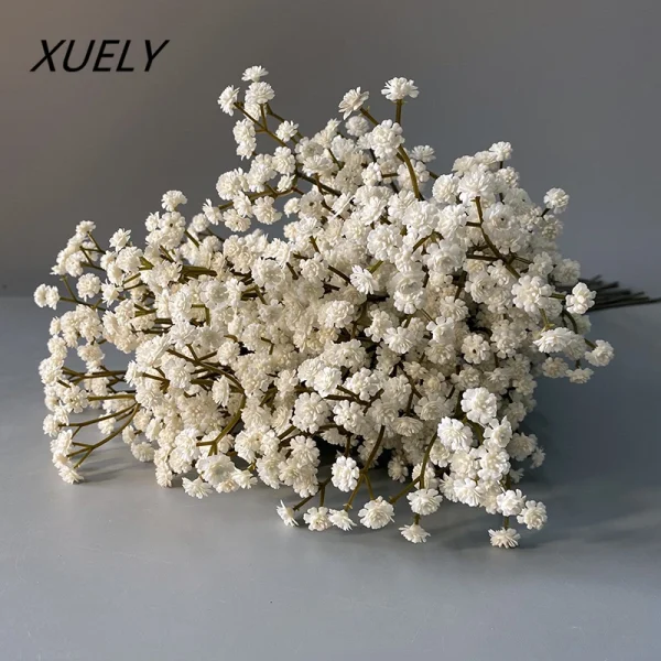 62 cm Høykvalitets Små Blomster – Høstfarger, Myk Gummifylt Gypsophila Tørket Blomst