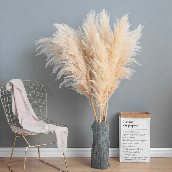 140 cm Ekstra Stor Pampasgress – Fluffy Naturlig Tørket Blomst, Høy Dekor for Boho Hjem og Vintage Bryllup