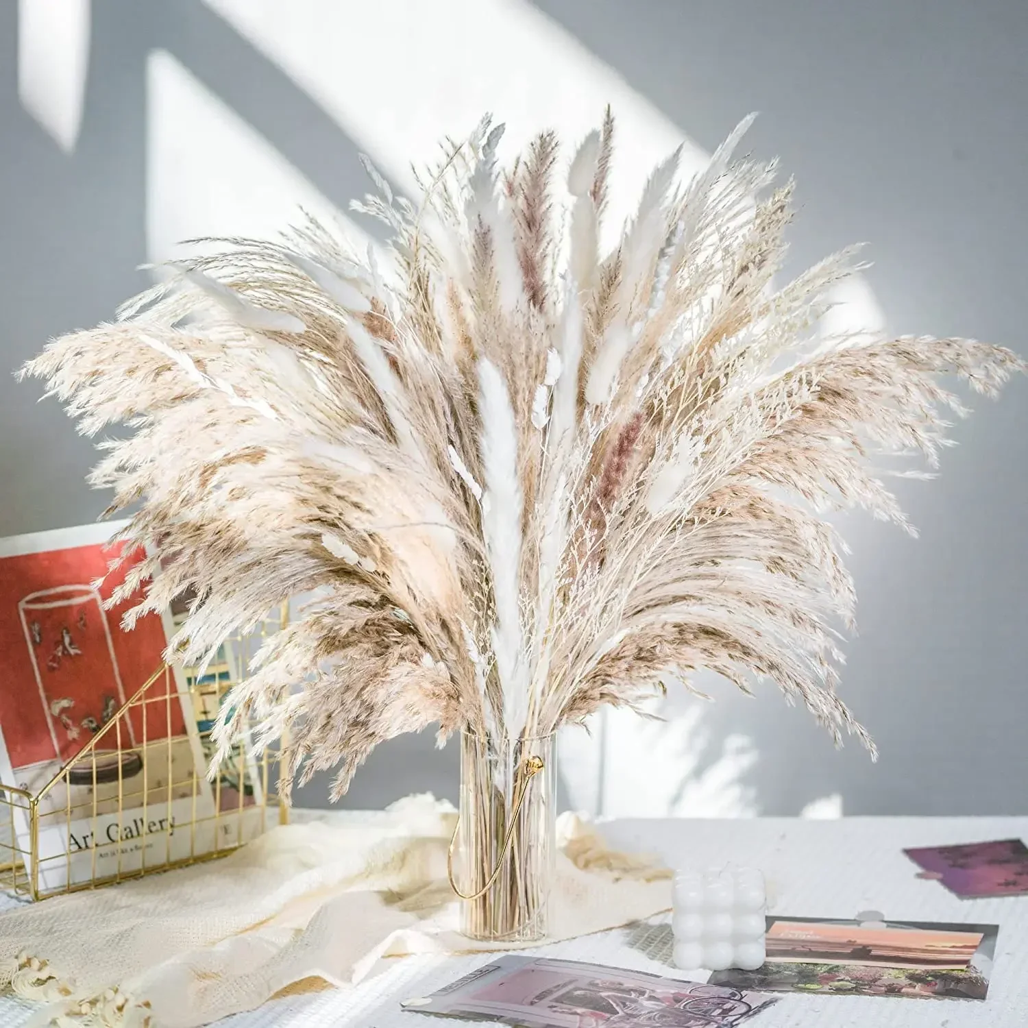 100 stk Kunstig Reed Plantebukett – Dekorasjon for Festival, Hjem, Bryllup, Kontor