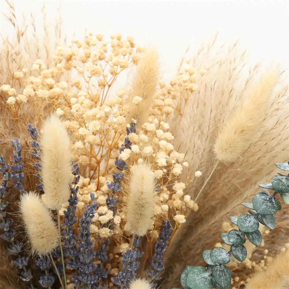 84 stk Fluffy Pampas – Naturlige Tørkede Blomster & Eucalyptus Bukett