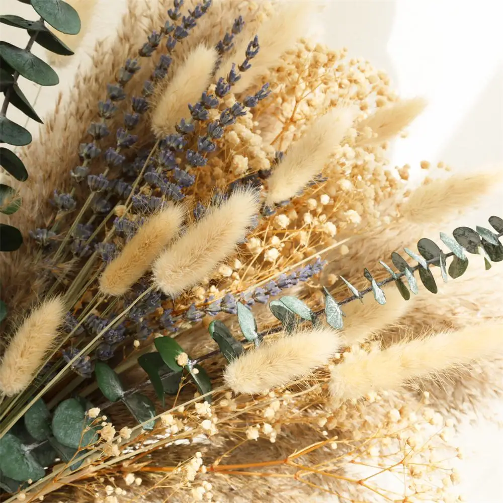 84 stk Fluffy Pampas – Naturlige Tørkede Blomster & Eucalyptus Bukett