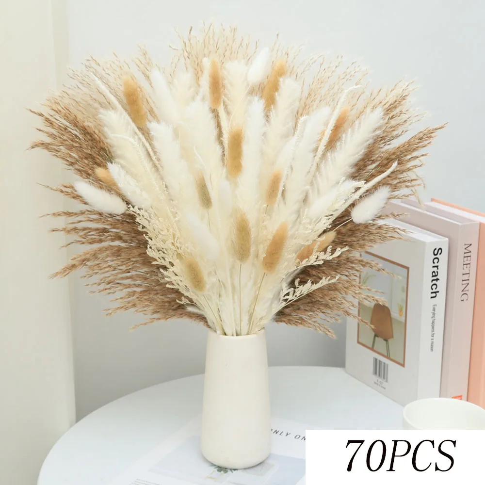 84 stk Fluffy Pampas – Naturlige Tørkede Blomster & Eucalyptus Bukett