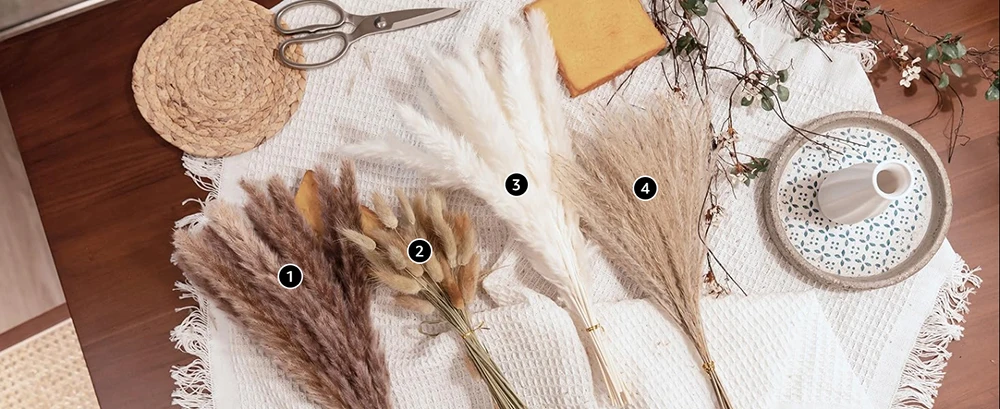 84 stk Fluffy Pampas – Naturlige Tørkede Blomster & Eucalyptus Bukett