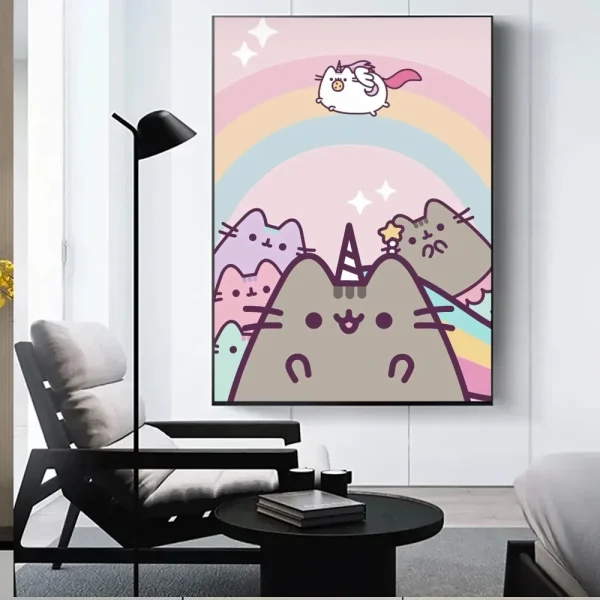 Søt Pusheen Veggdekor – Estetisk Kunst til Rommet