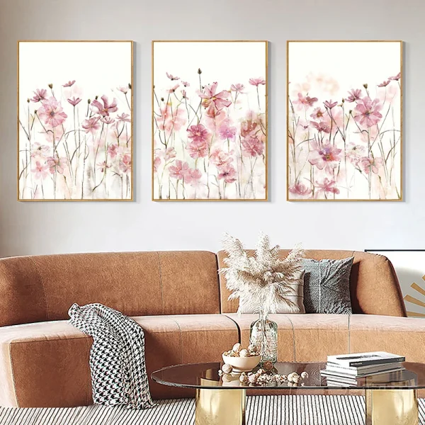 3Pcs/Set Modern Art Canvas Printed Posters Floral Plants Wall Art Minimalism Living Room Bedroom Home Decor Frameless