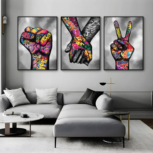 Street Graffiti Abstract Wall Art Poster - Gesture Love Heart Rose