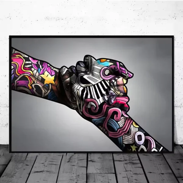 Street Graffiti Canvas Poster - Håndbevegelser, Kjærlighet Hjerter og Lepper