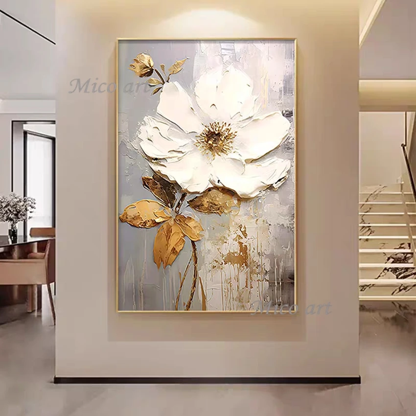 100% Handpainted Oil Painting On Canvas New Handmade Knife Flower Oil Painting Wall Art Picture Home Decoration For Living Room