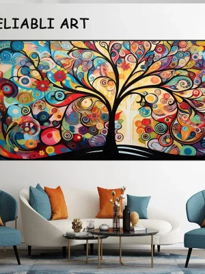 Modern Abstract Line Colorful Tree Poster and Prints