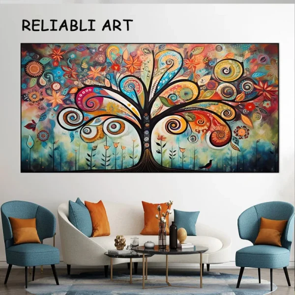 Modern Abstract Line Colorful Tree Poster and Prints