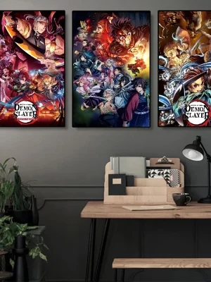 Japanese Anime Demon Slayer Good Quality Prints And Posters Waterproof Paper Sticker Coffee House Bar Posters Wall Stickers