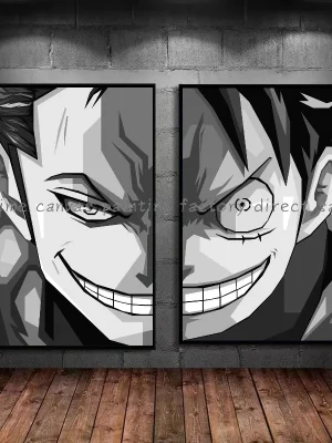 Hot-blooded Anime One Piece Luffy Zorro Watercolor Character Poster