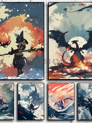 Pokemon Anime Peripherals Mewtwo Lucario Posters