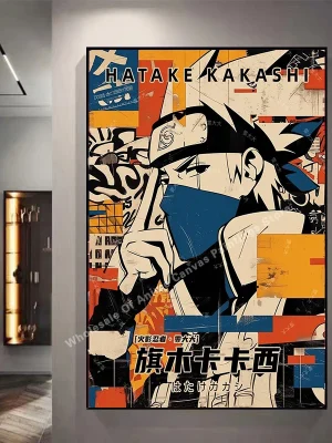 Naruto Poster By Kakashisuke Itachi Uchiha Akatsuki Graffiti Anime Character Oil Painting