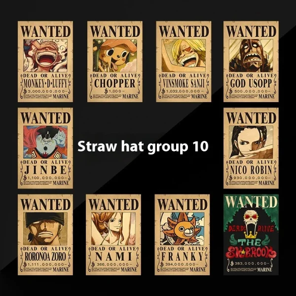 One Piece Wanted Reward Order Poster Luffy Straw Hat Group Four Emperors Seven Martial Seas Poster Dormitory Wallpaper Gift