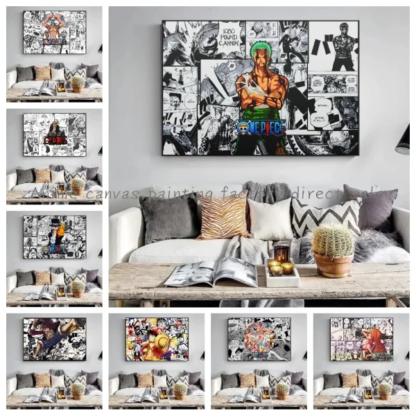 Famous Anime One Piece Luffy Zoro Poster HD Canvas Painting