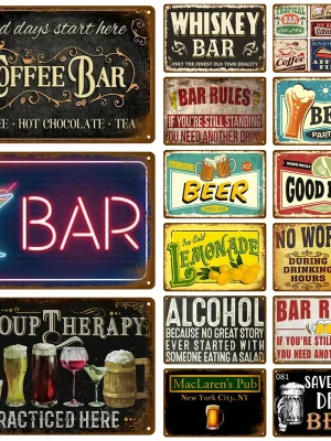 Metal Plate Posters Wall Art Mural Vintage Room
