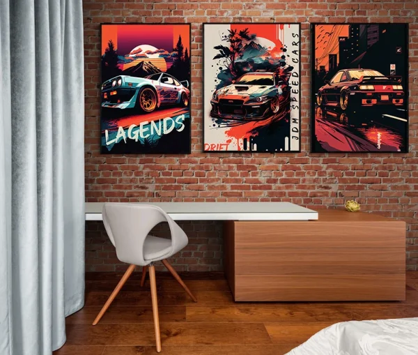 80s Synthwave Japanese JDM Sport Car Tokyo Street Racing Supercar Poster