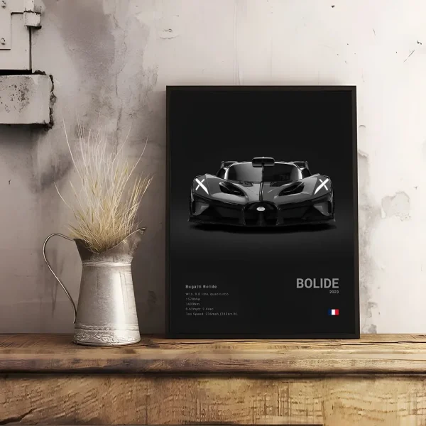 Black Cool Sports Famous Supercar B-Bugatti V-Veyron CHIRON DIVO BOLIDE Poster