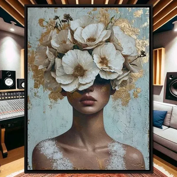 Colorful Fashion Mystical Floral Woman Canvas Painting