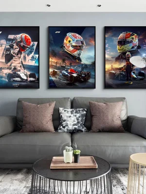 F1 Champion Legendary Racing Character Anime Posters Sticky HD Quality Wall Art Retro Posters for Home Kawaii Room Decor