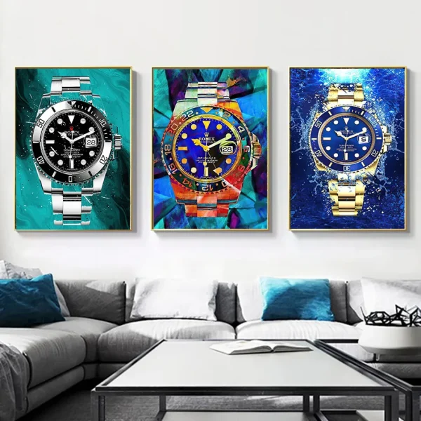 Crown Luxury Watch Modern Graffiti Art Canvas Painting