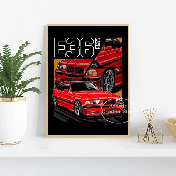 Blue Miata Supra Car E36 Super Car Poster