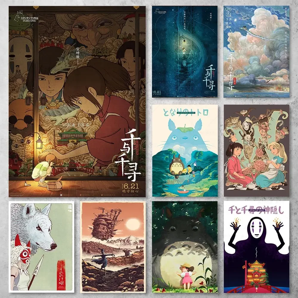 Hayao Miyazaki My Neighbour Totoro Spirited Away Anime Poster Canvas Painting