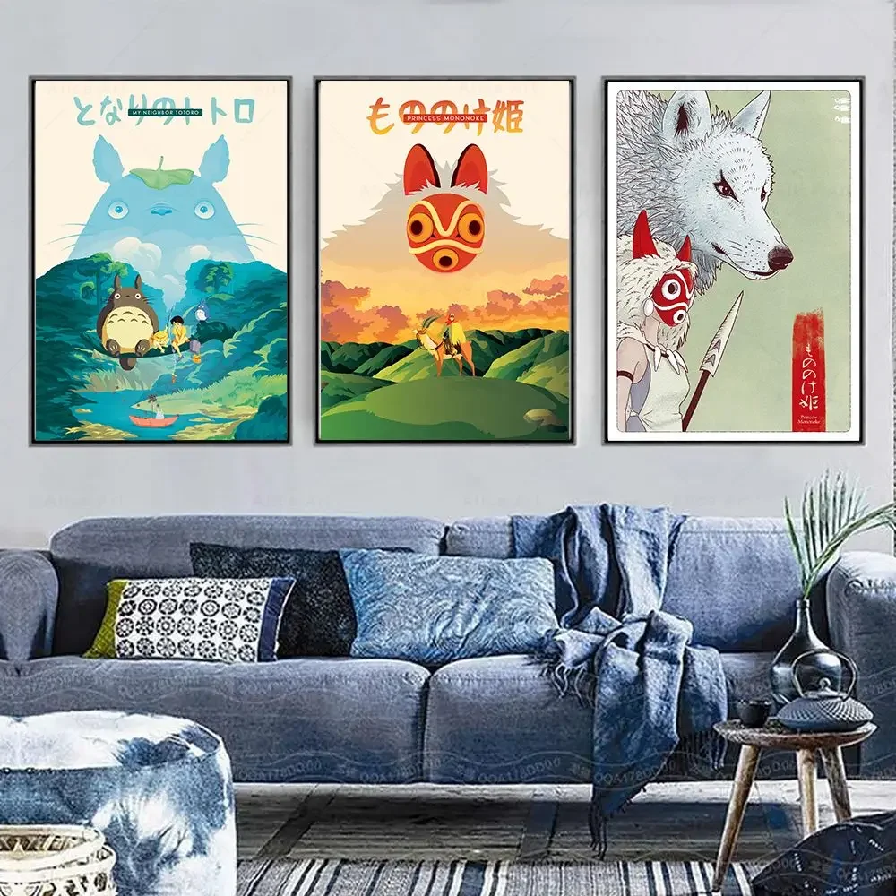Hayao Miyazaki My Neighbour Totoro Spirited Away Anime Poster Canvas Painting