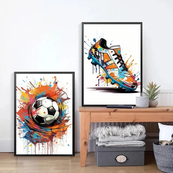 Fashion Graffiti Football Shoes Canvas Painting Modern Art Poster