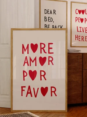 Minimalist Heart Modern More Amor Por Favor Quotes Wall Art