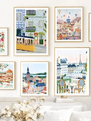 Abstract Landscape City Travel Print Fruit Illustration Poster Wall Art