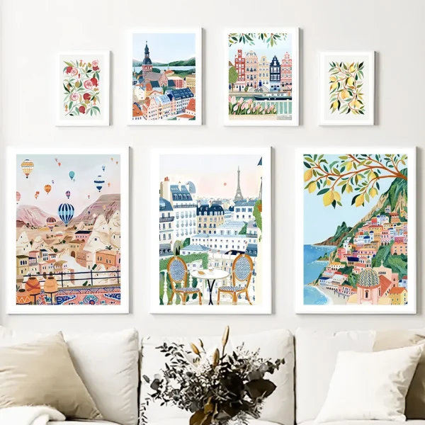 Abstract Landscape City Travel Print Fruit Illustration Poster Wall Art