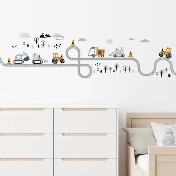 Cartoon Engineering Car Wall Sticker