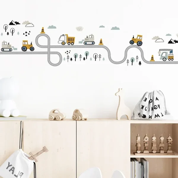 Cartoon Engineering Car Wall Sticker