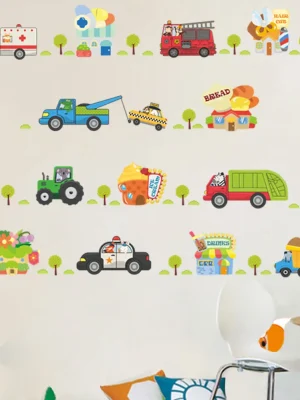 Cartoon car road track creative wall sticker