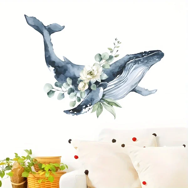 Cartoon Cute Whale Flower Animal Removable  Wall Stickers