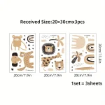 3pcs Cartoon Cute Leopard Elephant Lion Rainbow Animal Wall Stickers