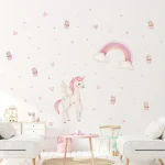 Cartoon Cute Unicorn Rainbow Princess Theme Removable Wall Stickers