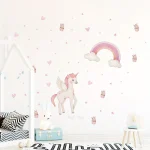 Cartoon Cute Unicorn Rainbow Princess Theme Removable Wall Stickers