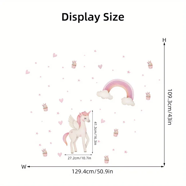 Cartoon Cute Unicorn Rainbow Princess Theme Removable Wall Stickers