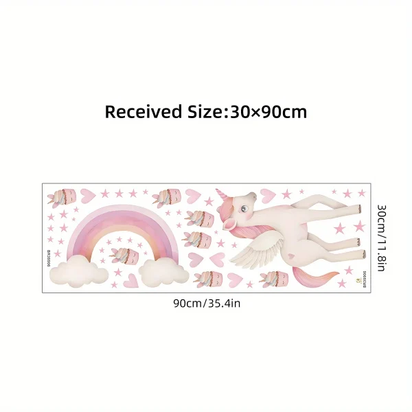 Cartoon Cute Unicorn Rainbow Princess Theme Removable Wall Stickers
