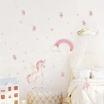 Cartoon Cute Unicorn Rainbow Princess Theme Removable Wall Stickers