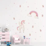 Cartoon Cute Unicorn Rainbow Princess Theme Removable Wall Stickers
