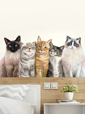 1Pc Watercolor Ragdoll Orange Cat Cute Cats Wall Stickers