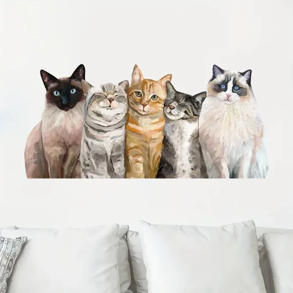 1Pc Watercolor Ragdoll Orange Cat Cute Cats Wall Stickers