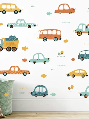 Cartoon Cars Bus Removable PVC Wall Stickers for Kids