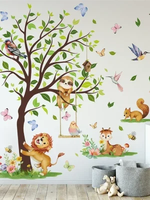Large Jungle Animals Theme Removable Wall Stickers