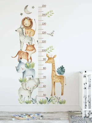 3PC Cartoon Animal Height Ruler Wall Stickers